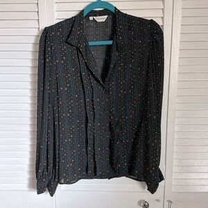 Vintage funky sheer long sleeve blouse 70s 80s 90s